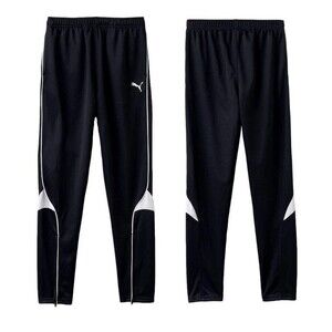 Puma Elastic-Waist Side-Logo Striped Boys zipper Athletic soccer Track Pants NWT